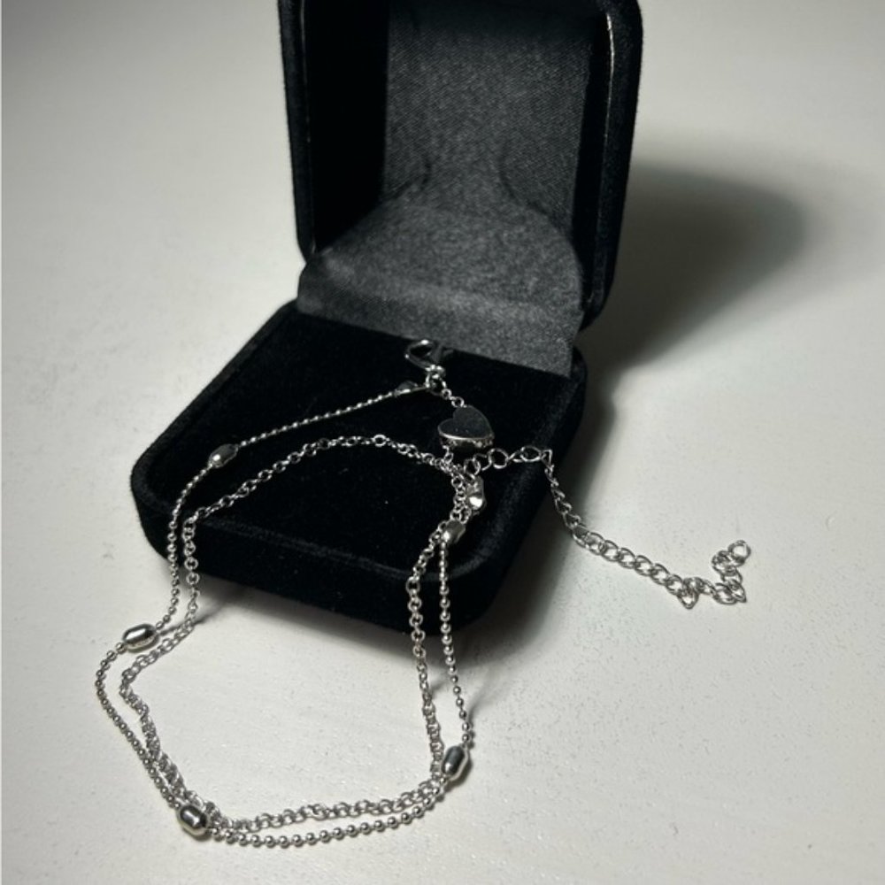 Heart Silver Chain Ankle Bracelet Leg Foot Jewelry Engagement Wedding Charm - Picture 3 of 3